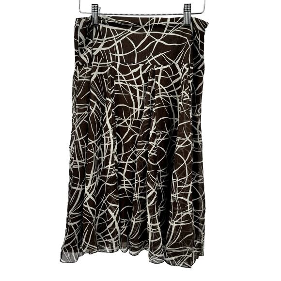 Chico's Skirt Womens Medium (28x24 ACTUAL) Brown Silk Gauzy Lined Flare - Picture 1 of 8